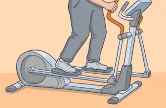 Best elliptical for seniors — stepping onto a low pedal while holding the stationary support handle