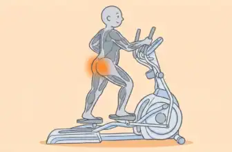 Muscles worked on an elliptical — anatomy illustration showing glutes, legs, core, and arm muscle groups engaged