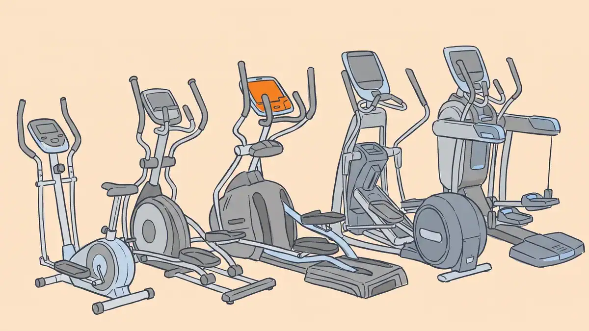 Sole elliptical comparison — illustrated lineup from entry-level to commercial-grade elliptical machines